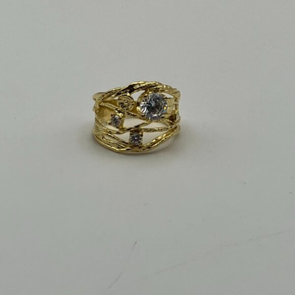 14K Gold Leaf Wire Wrap Ring Size 6 Sterling Silver Women Gift for Her - Picture 5 of 6